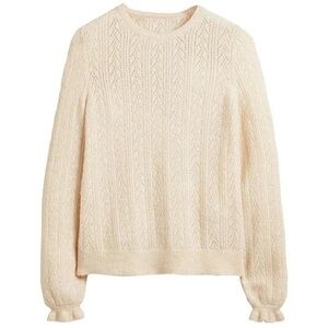 Boden Off White Cream Fluffy Pointelle Mohair & Wool Blend Sweater